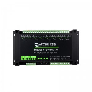 Waveshare Industrial Modbus RTU 8-ch Relay Module (D) With Digital Input and RS485 Interface, Multi Isolation Protection Circuits, 7~36V Power Supply