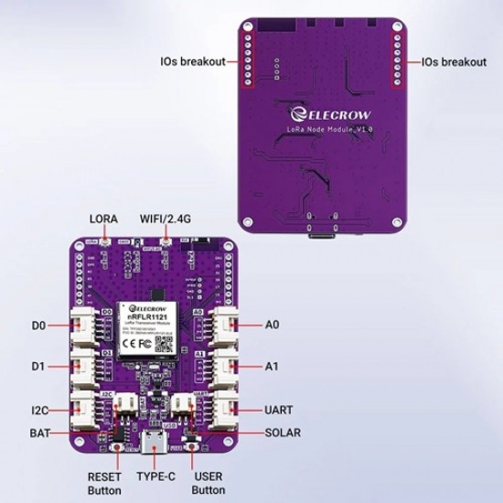 Elecrow LoRa Node Expansion Board-nRFLR1121 Integrates nRF52840 for Long Range Communication Support 868/915 Mhz Elecrow LoRa Node Expansion Board-nRFLR1121 Integrates nRF52840 for Long Range Communication Support 868/915 Mhz