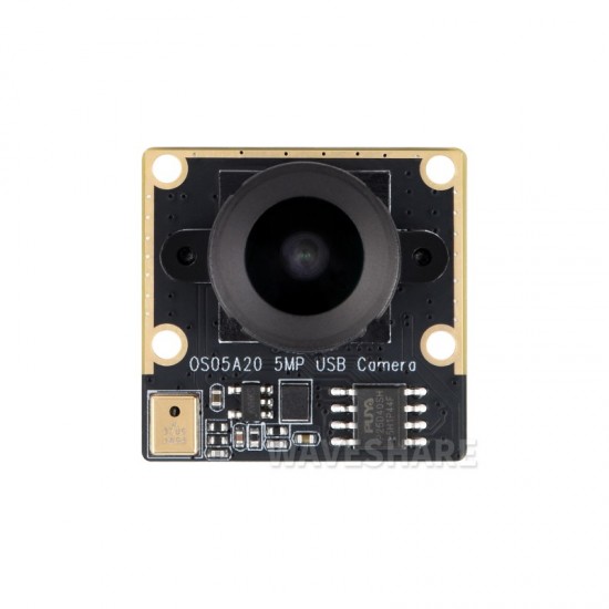 Waveshare OS05A20 5MP USB Camera Module Type B, Supports USB2.0 Port, Onboard Single Microphone, 175° Wide-Angle Lens