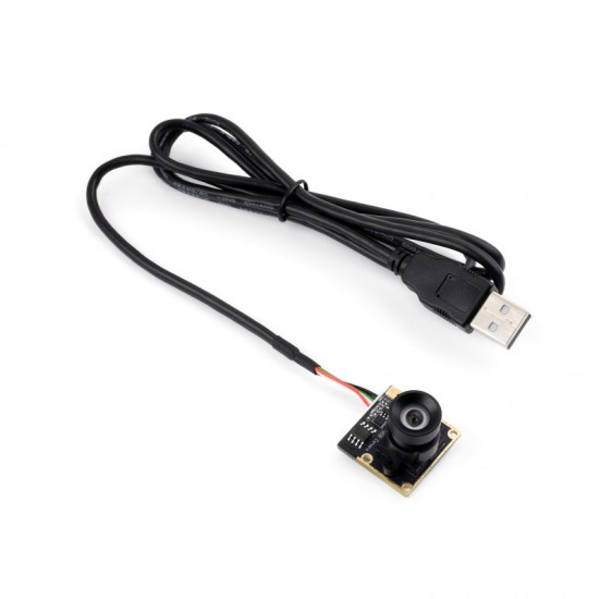 Waveshare OS05A20 5MP USB camera module type C, supports USB2.0 port, onboard single microphone, 91.7° FOV distortion-free lens