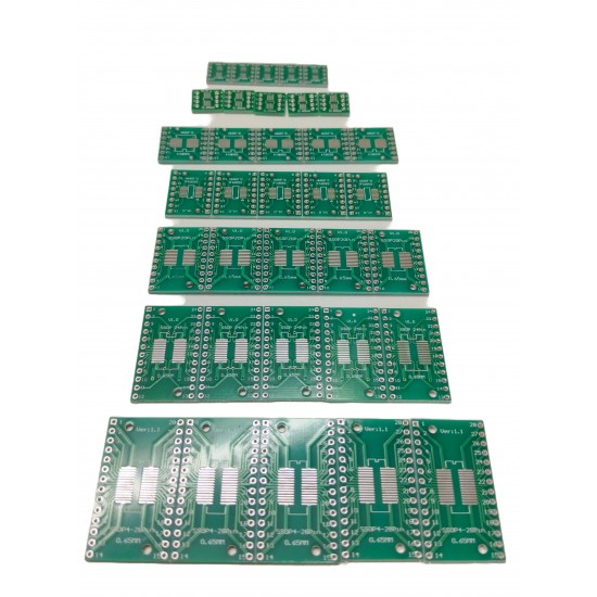SMD to DIP PCB Adapter Kit SOP/TSSOP to DIP 8/10/14/16/20/28 Pin - [Pack of 35 PCBs]