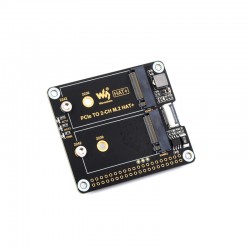 Waveshare PCIe To 2-ch M.2 Adapter for Raspberry Pi 5, Compatible with 2230/2242 Size NVMe Solid State Drive, Raspberry Pi 5 M.2 HAT