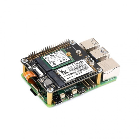 Waveshare PCIe To 2-ch M.2 Adapter for Raspberry Pi 5, Compatible with 2230/2242 Size NVMe Solid State Drive, Raspberry Pi 5 M.2 HAT
