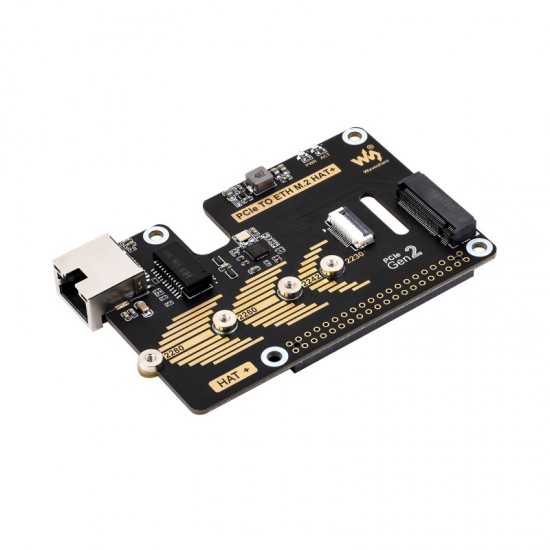 PCIe To ETH And M.2 Adapter for Raspberry Pi 5, Compatible with 2280 / 2260 / 2242 / 2230 size NVMe M.2 SSD, 5Gbps Data Rate, High-speed Reading/Writing, Raspberry Pi 5 NVMe HAT