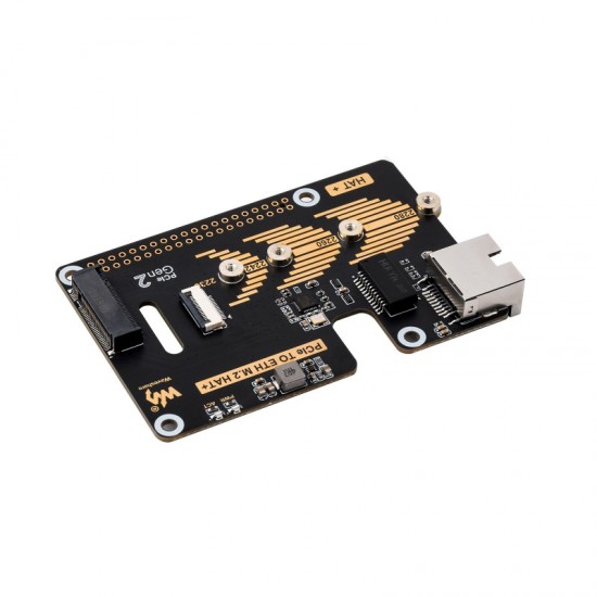 PCIe To ETH And M.2 Adapter for Raspberry Pi 5, Compatible with 2280 / 2260 / 2242 / 2230 size NVMe M.2 SSD, 5Gbps Data Rate, High-speed Reading/Writing, Raspberry Pi 5 NVMe HAT