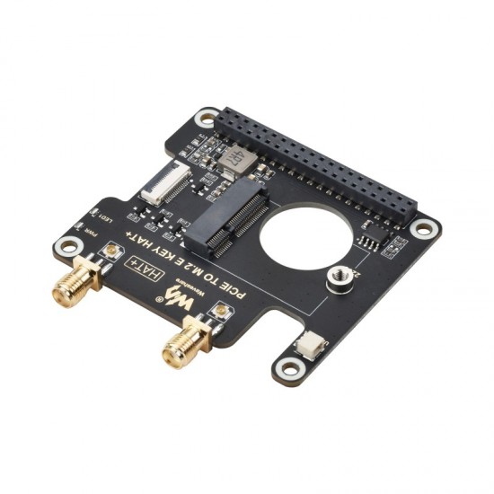 Waveshare PCIe To M.2 E KEY HAT for Raspberry Pi 5, Compatible With NGFF (M.2 E Key) Wireless NIC, Supports USB Bluetooth Connection, HAT+ Standard - With Wireless AX210 Module