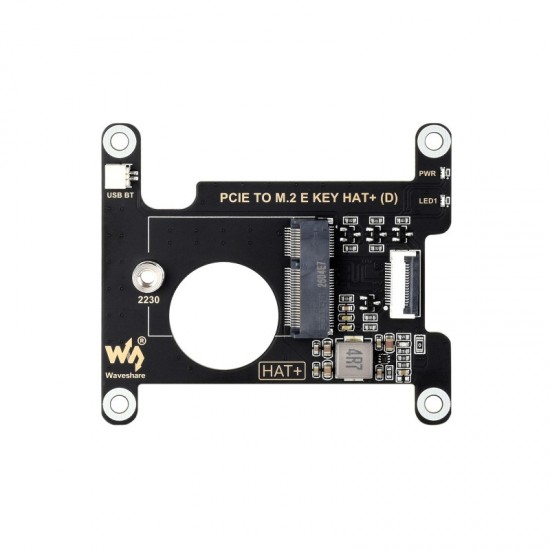 Waveshare PCIe To M.2 E KEY HAT (D) For Raspberry Pi 5, Compatible With Various NGFF (M.2 E KEY) Wireless NIC, Supports USB Bluetooth Connection