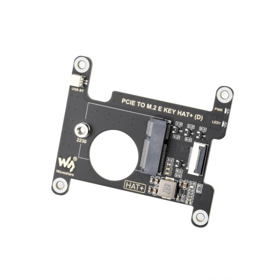 Waveshare PCIe To M.2 E KEY HAT (D) For Raspberry Pi 5, Compatible With Various NGFF (M.2 E KEY) Wireless NIC, Supports USB Bluetooth Connection