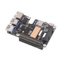Waveshare PCIe to MiniPCIe / Gigabit Ethernet / USB 3.2 Gen1 HAT for Raspberry Pi 5, Supports MiniPCIe interface 4G Module, High-speed Networking, Raspberry Pi 5 HAT