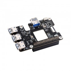 PCIe To USB 3.2 Gen1 HAT for Raspberry Pi 5, PCIe to USB HUB, 4x High Speed USB Ports, driver-free, plug and play, HAT + Standard PCIe To USB 3.2 Gen1 HAT for Raspberry Pi 5, PCIe to USB HUB, 4x High Speed USB Ports, driver-free, plug and play, HAT + Standard