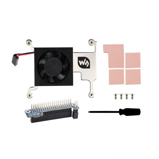 Low-Profile CPU Cooling Fan For Raspberry Pi 4B/3B+/3B, With Aluminum Alloy Bracket & GPIO Adapter