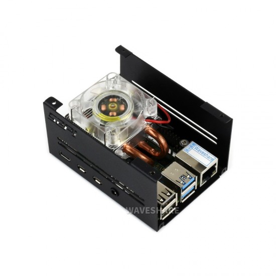 Firm Metal Case for Raspberry Pi 4, with Low-Profile ICE Tower Cooling Fan