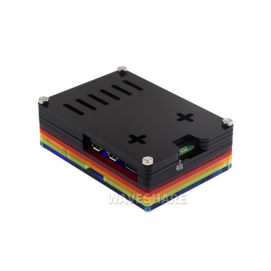 Rainbow Acrylic Case For Raspberry Pi 5, Colorful Translucent Acrylic Case, Supports Installing Official Active Cooler