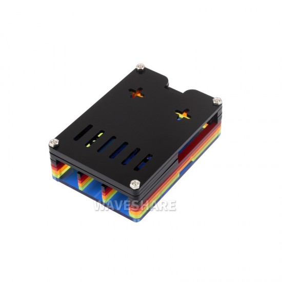 Rainbow Acrylic Case For Raspberry Pi 5, Colorful Translucent Acrylic Case, Supports Installing Official Active Cooler