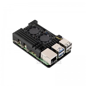 Waveshare Aluminum Alloy Case for Raspberry Pi 5, Dual PWM Cooling Fans - 4 Line Connector 