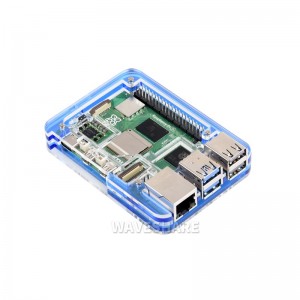 Transparent and Blue Acrylic Case for Raspberry Pi 5, Supports installing Official Active Cooler Transparent and Blue Acrylic Case for Raspberry Pi 5, Supports installing Official Active Cooler
