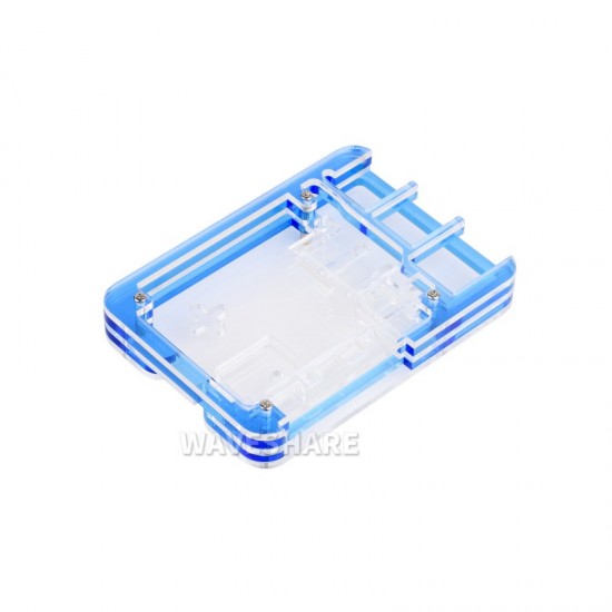 Transparent and Blue Acrylic Case for Raspberry Pi 5, Supports installing Official Active Cooler