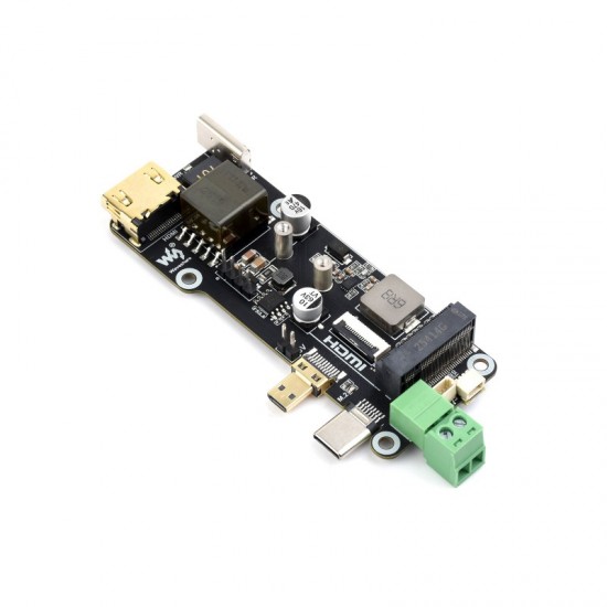 Waveshare PCIe To M.2 Multifunctional Adapter (E) For Raspberry Pi 5, 4K Output, Onboard PoE Power Supply And PCIe To M.2 Interface Circuits, Supports NVMe Solid State Drives