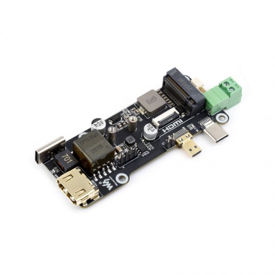 Waveshare PCIe To M.2 Multifunctional Adapter (E) For Raspberry Pi 5, 4K Output, Onboard PoE Power Supply And PCIe To M.2 Interface Circuits, Supports NVMe Solid State Drives