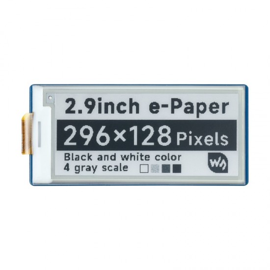2.9inch E-Paper E-Ink Display Module For Raspberry Pi Pico, 296×128 Pixels, Black / White, SPI Interface