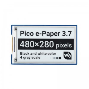 3.7inch E-Paper E-Ink Display Module for Raspberry Pi Pico, 480×280, Black / White, 4 Grayscale, SPI