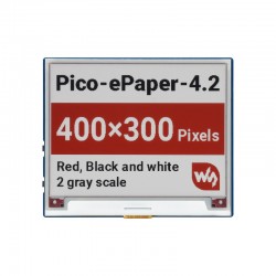 4.2inch E-Paper E-Ink Display Module (B) For Raspberry Pi Pico, 400×300 Pixels, Red / Black / White, SPI Interface
