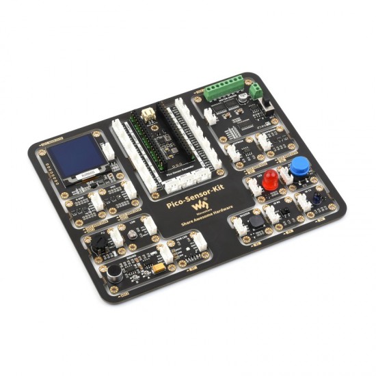 Raspberry Pi Pico Entry-Level Sensor Kit, Including Pico Expansion Board and 15 common modules, All-in-one design