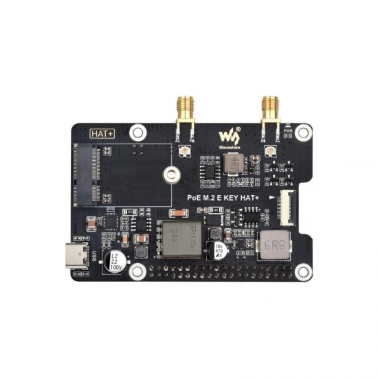 Waveshare PCIe To M.2 E KEY Adapter With PoE Function for Raspberry Pi 5, Compatible With NGFF (M.2 E Key) Wireless NIC, Raspberry Pi 5 PCIe HAT