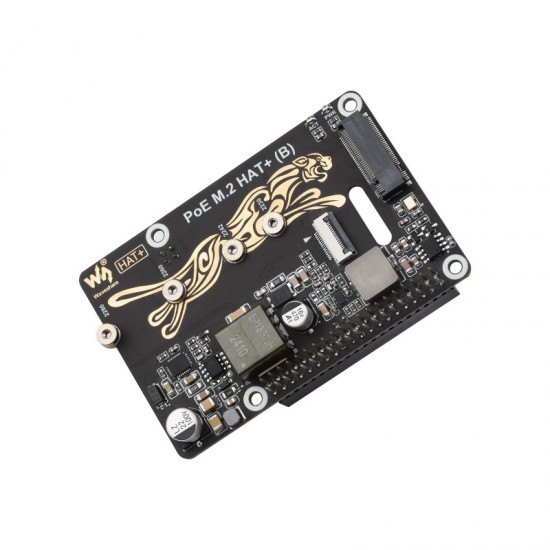 PCIe To M.2 Adapter With PoE Function (B) For Raspberry Pi 5, Supports NVMe Protocol M.2 Solid State Drive, High-speed Reading/Writing, Raspberry Pi 5 PoE HAT