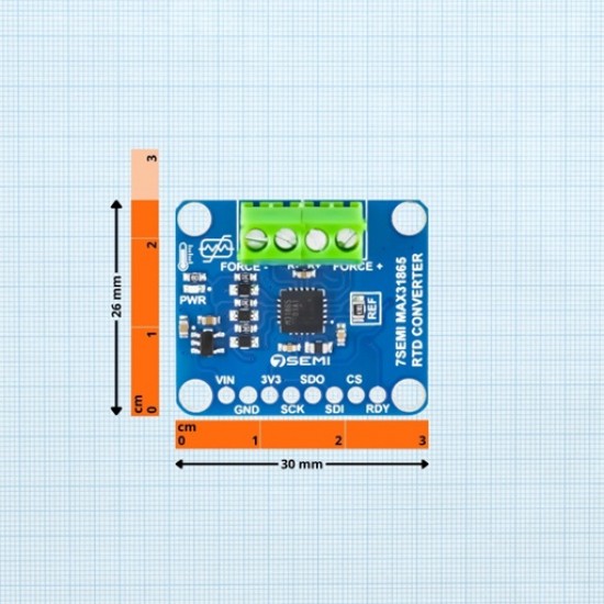 7Semi PT1000 RTD 2-Wire Temperature Sensor Amplifier Breakout Board - MAX31865 (MPN: ES-12192) 7Semi PT1000 RTD 2-Wire Temperature Sensor Amplifier Breakout Board - MAX31865 (MPN: ES-12192)