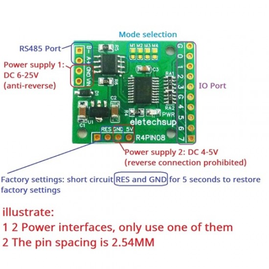 R4PIN08-PIN-4DI-4DO 8-Channel RS485 Modbus RTU Remote I/O Module | 4 Digital Inputs & 4 Digital Outputs | 5V/12V/24V TTL R4PIN08-PIN-4DI-4DO 8-Channel RS485 Modbus RTU Remote I/O Module | 4 Digital Inputs & 4 Digital Outputs | 5V/12V/24V TTL