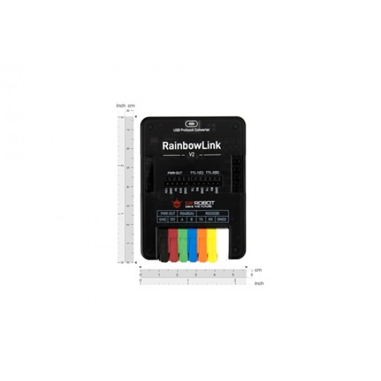 DF ROBOT RainbowLink V2: 4-Channel Isolated USB to Serial Converter (RS485/RS232/Dual TTL) with Built-in 12V Power Supply (MPN: TEL0190)
