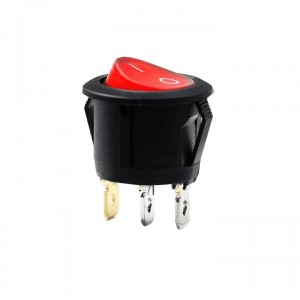 Round Type Rocker Switch 3 pin 6A 250V AC Red LED Round Type Rocker Switch 3 pin 6A 250V AC Red LED