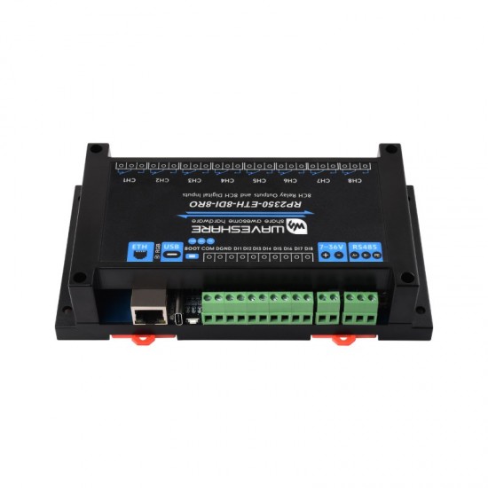 Industrial 8-Channel RP2350 Relay Module, Based On RP2350 Dual-core & Dual-architecture Microcontroller, Supports Digital Input, RS485, And Ethernet Port Interfaces, With Multiple Isolation Protection Circuits - Common Network Port Version Industrial 8-Channel RP2350 Relay Module, Based On RP2350 Dual-core & Dual-architecture Microcontroller, Supports Digital Input, RS485, And Ethernet Port Interfaces, With Multiple Isolation Protection Circuits - Common Network Port Version