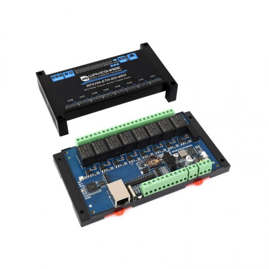 Industrial 8-Channel RP2350 Relay Module, Based On RP2350 Dual-core & Dual-architecture Microcontroller, Supports Digital Input, RS485, And Ethernet Port Interfaces, With Multiple Isolation Protection Circuits - Common Network Port Version Industrial 8-Channel RP2350 Relay Module, Based On RP2350 Dual-core & Dual-architecture Microcontroller, Supports Digital Input, RS485, And Ethernet Port Interfaces, With Multiple Isolation Protection Circuits - Common Network Port Version