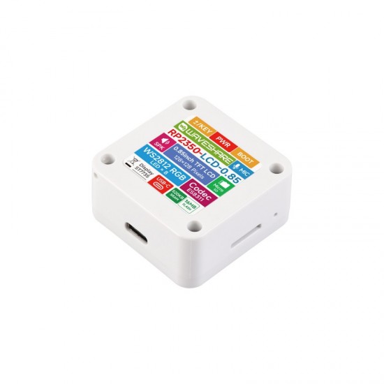 Waveshare RP2350 0.85inch LCD Display Development Board, 128 × 128 Resolution, 65K Color, IPS Display Panel, Dual-core & Dual-architecture, RGB Ambient Light [Battery Not Included]