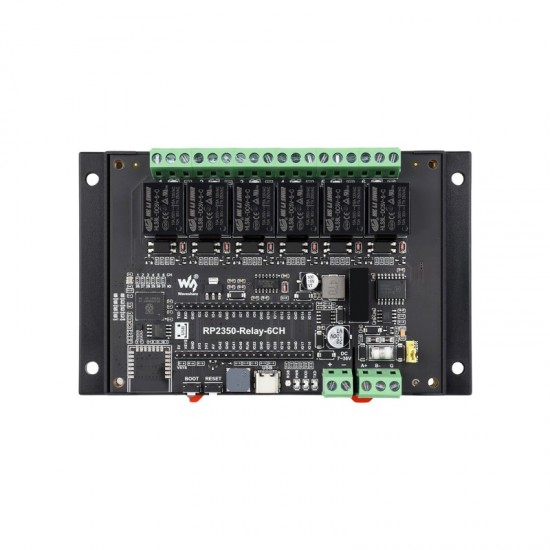 Waveshare Industrial 6-Channel RP2350 Relay Module, Onboard RS485 / Pico HAT interfaces, With Multiple Isolation Protection Circuits, Industrial-Grade, Rail-Mount Case Waveshare Industrial 6-Channel RP2350 Relay Module, Onboard RS485 / Pico HAT interfaces, With Multiple Isolation Protection Circuits, Industrial-Grade, Rail-Mount Case