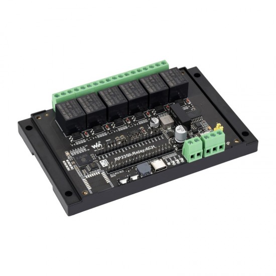 Waveshare Industrial 6-Channel RP2350 Relay Module, Onboard RS485 / Pico HAT interfaces, With Multiple Isolation Protection Circuits, Industrial-Grade, Rail-Mount Case Waveshare Industrial 6-Channel RP2350 Relay Module, Onboard RS485 / Pico HAT interfaces, With Multiple Isolation Protection Circuits, Industrial-Grade, Rail-Mount Case