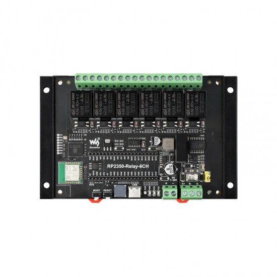 Waveshare Industrial 6-Channel RP2350 Relay Module, Onboard RS485 / Pico HAT interfaces, With Multiple Isolation Protection Circuits, Industrial-Grade, Rail-Mount Case, with Wi-Fi Module Waveshare Industrial 6-Channel RP2350 Relay Module, Onboard RS485 / Pico HAT interfaces, With Multiple Isolation Protection Circuits, Industrial-Grade, Rail-Mount Case, with Wi-Fi Module