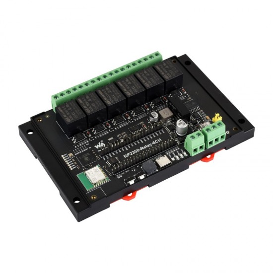 Waveshare Industrial 6-Channel RP2350 Relay Module, Onboard RS485 / Pico HAT interfaces, With Multiple Isolation Protection Circuits, Industrial-Grade, Rail-Mount Case, with Wi-Fi Module Waveshare Industrial 6-Channel RP2350 Relay Module, Onboard RS485 / Pico HAT interfaces, With Multiple Isolation Protection Circuits, Industrial-Grade, Rail-Mount Case, with Wi-Fi Module
