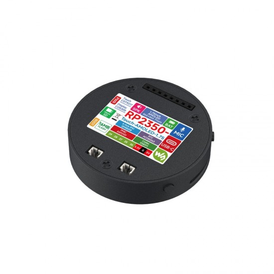 RP2350 1.75inch AMOLED Display Development Board, 466×466 Resolution, 65K Color, Dual-core & Dual-architecture, Onboard Accelerometer/Gyroscope IMU Sensor, With Enclosure RP2350 1.75inch AMOLED Display Development Board, 466×466 Resolution, 65K Color, Dual-core & Dual-architecture, Onboard Accelerometer/Gyroscope IMU Sensor, With Enclosure