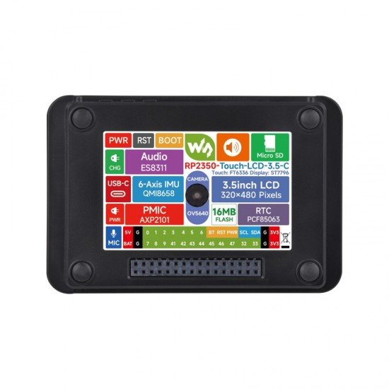 RP2350 3.5inch LCD Display Development Board, 320 × 480 Resolution, 65K Color, Dual-core And Dual-architecture, Onboard Camera Interface, With OV5640 Camera RP2350 3.5inch LCD Display Development Board, 320 × 480 Resolution, 65K Color, Dual-core And Dual-architecture, Onboard Camera Interface, With OV5640 Camera
