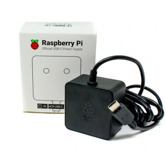 Official Raspberry Pi 4 USB-C Power Supply - 15.3W - 5.1V 3A - Black Color