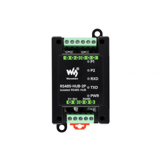 Industrial-grade Isolated 2-Ch RS485 Hub, Rail-mount Support, Wide Baud Rate Range, Expands 2-ch RS485 Sub Ports Via 1-ch RS485 Master Port, With Isolation And Signal Relay