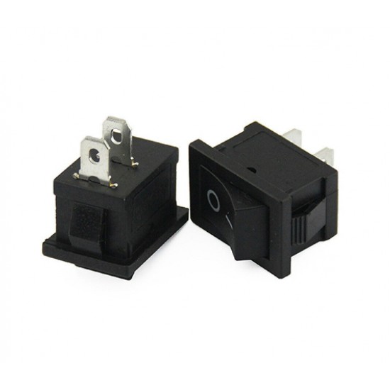 RSF-11 Rocker Switch Mini - Black - Two Pin - 250VAC / 6A - 125VAC / 10A