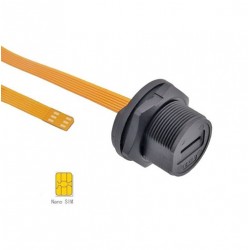 Panel Mount TF Nano SIM Card IP67 Waterproof Connector with FPC Cable - 20CM Cable Lenght
