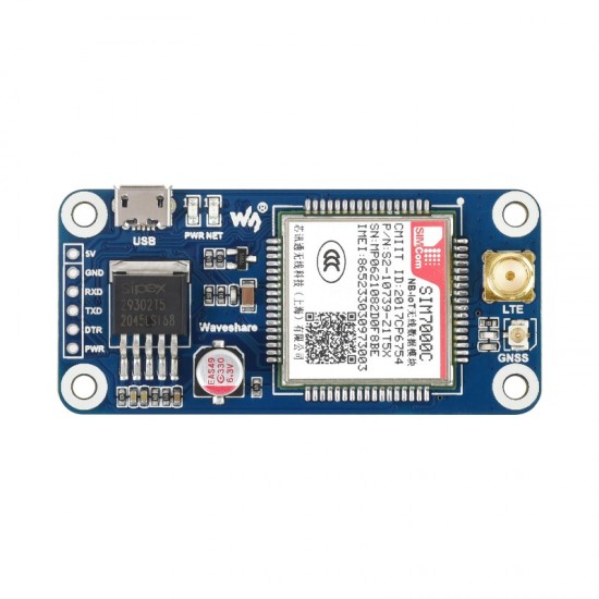 SIM7000C NB-IoT / eMTC / EDGE / GPRS / GNSS HAT for Raspberry Pi