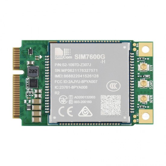 SIM7600G-H 4G PCIe to MiniPCIe / Gigabit Ethernet / USB 3.2 Gen1 HAT for Raspberry Pi 5, MiniPCIe interface, High-speed Networking