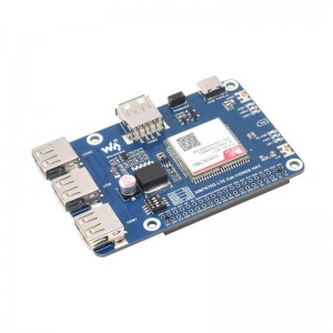 SIM7670G Module Based Cat-1/GNSS HAT for Raspberry Pi, Global Multi-band LTE 4G Cat-1 support, GNSS positioning, 3x USB 2.0 extended ports
