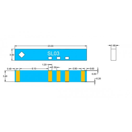 SL03 SMD Patch Antenna 824-960MHz /1710-2690MHz /3300-5000MHz | 23mm*3.3mm*1.6mm